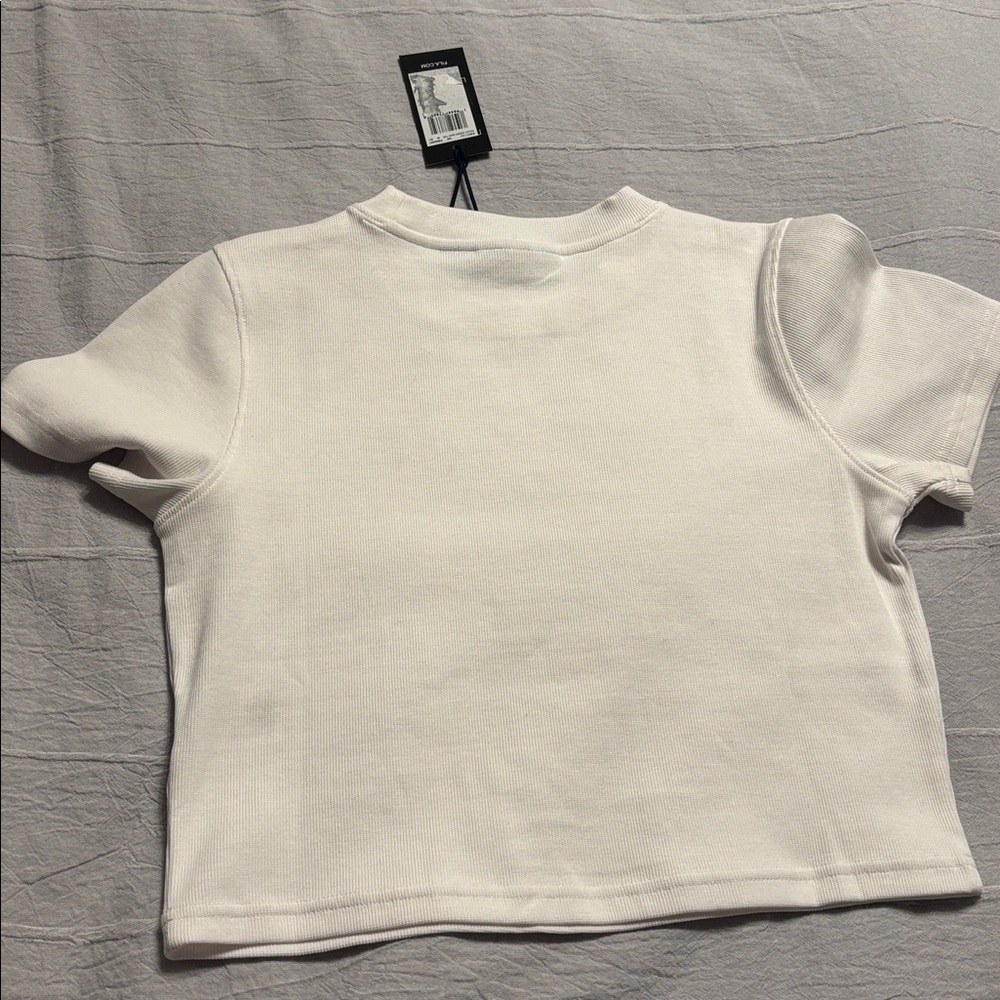 BNWT Hailey Bieber x FILA Stretch Cotton Rib Baby Tee - Picture 5 of 7